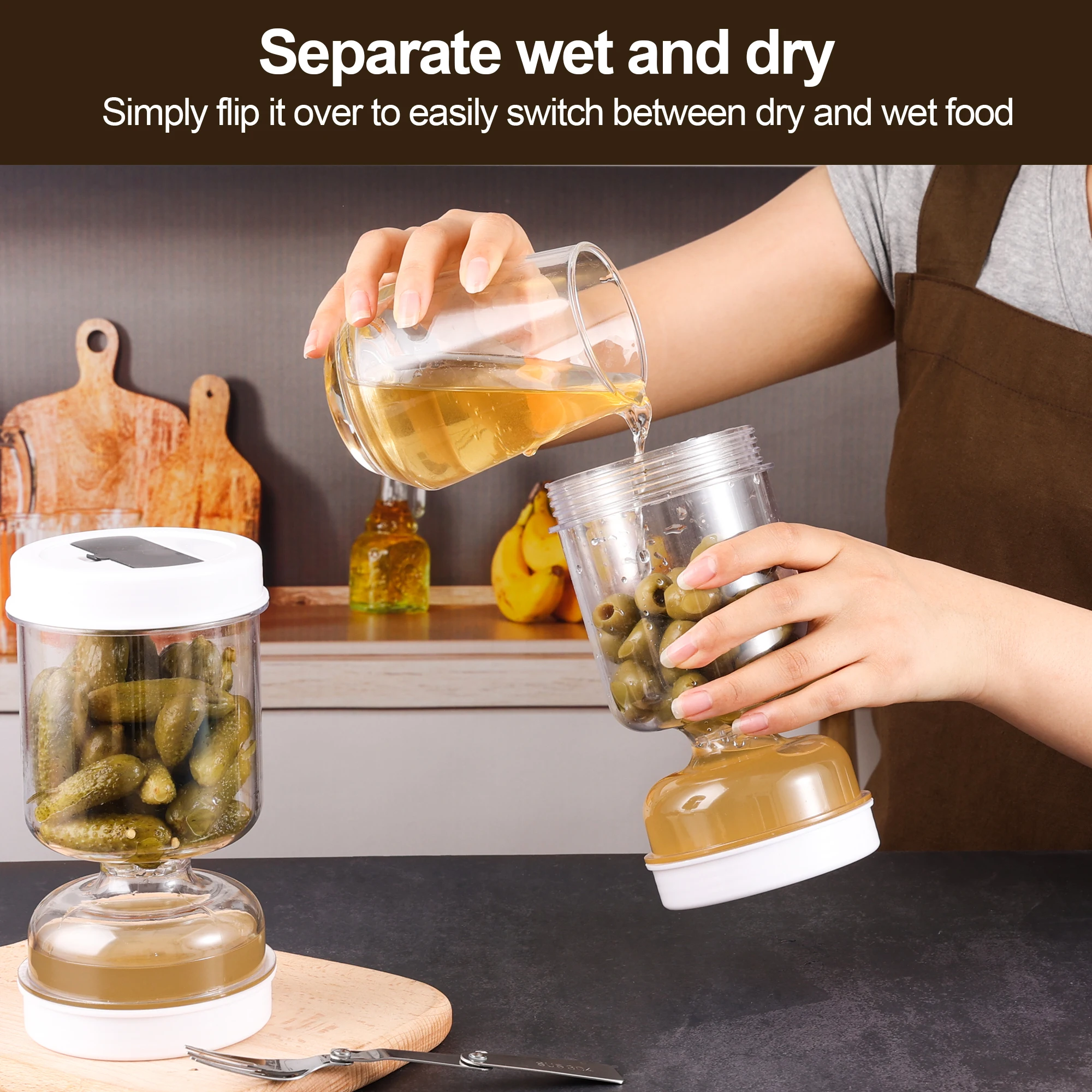 Tarro de pepinillos con tenedo - Food Storage With Dividers reseña y precio